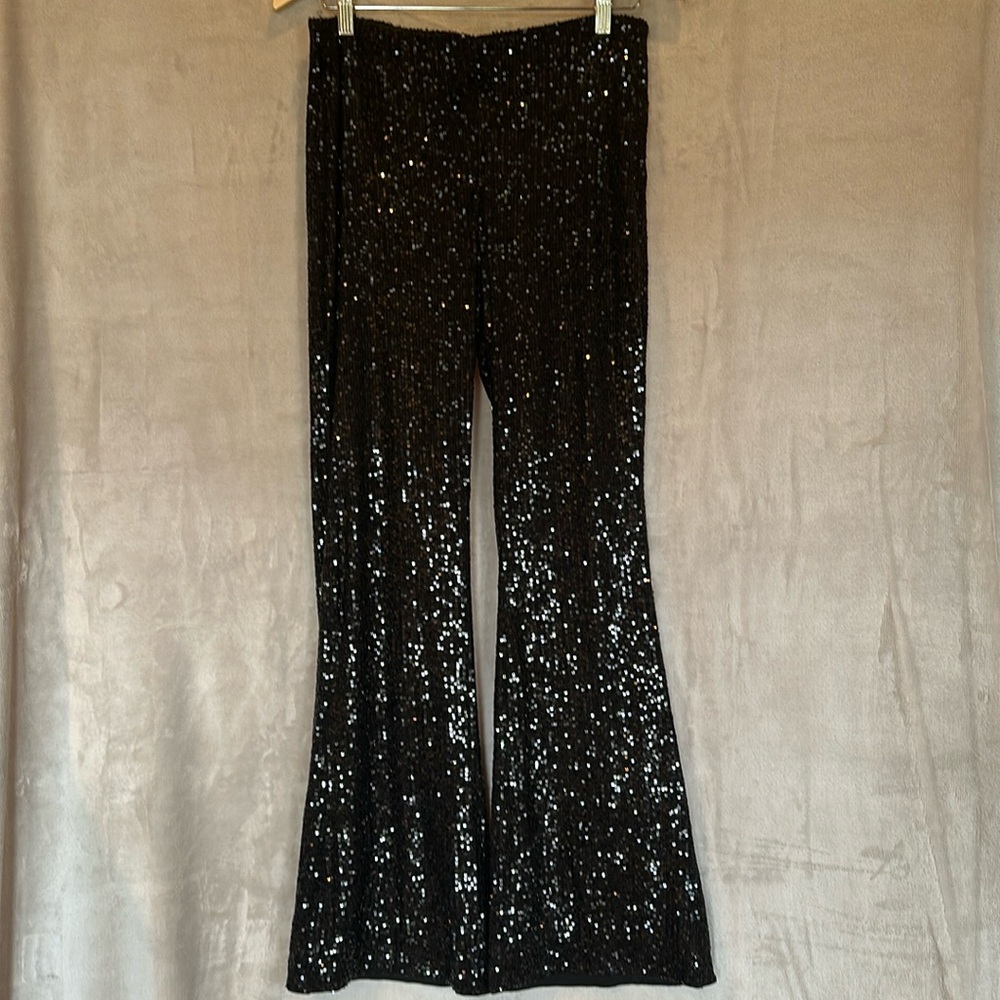 H&M WOMEN’S SEQUIN FLARE PANTS